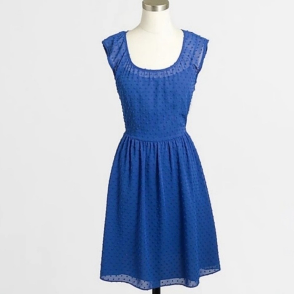 J. CREW FACTORY ROYAL BLUE CONFETTI SWISS DOT DRESS